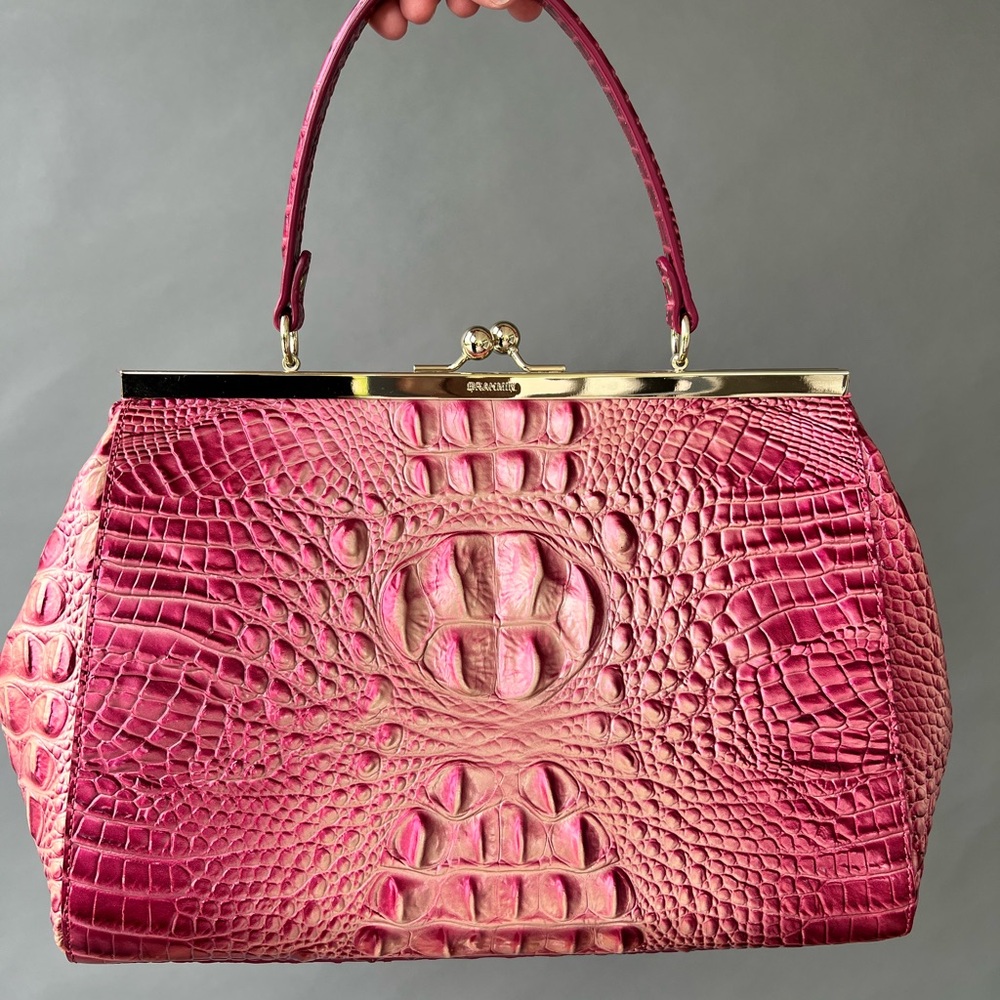 Brahmin Pink Croc Embossed Handbag